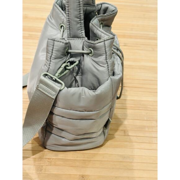 Jason Wu Puffer Nylon Drawstring Bucket Bag Beige Removable Adjustable Strap - Picture 4 of 16